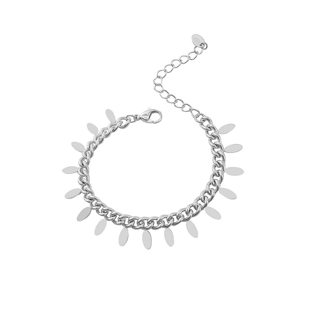 Fashion Simple 316L Stainless Steel Leaf Chain Bracelet