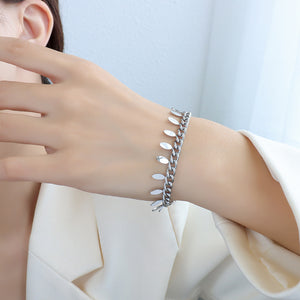 Fashion Simple 316L Stainless Steel Leaf Chain Bracelet