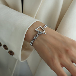 Simple Personality 316L Stainless Steel Hollow Block Chain Bracelet