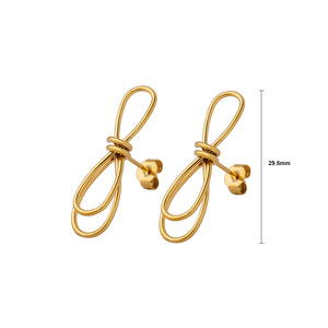 Simple Sweet Plated Gold 316L Stainless Steel Ribbon Stud Earrings