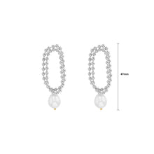 Load image into Gallery viewer, Fashion Personality 316L Stainless Steel Bead Geometric Double Layer Earrings with Imitation Pearls
