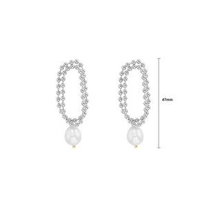 Fashion Personality 316L Stainless Steel Bead Geometric Double Layer Earrings with Imitation Pearls