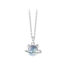 Load image into Gallery viewer, 925 Sterling Silver Fashionable Cat Planet Pendant with Moonstone and Necklace
