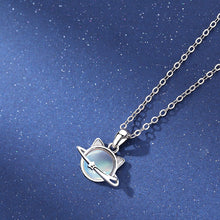 Load image into Gallery viewer, 925 Sterling Silver Fashionable Cat Planet Pendant with Moonstone and Necklace