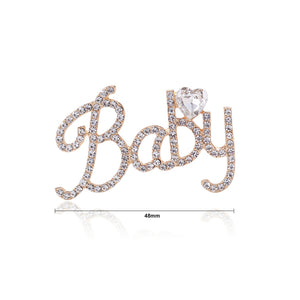Fashion Personality Plated Gold English Alphabet BABY Brooch with Cubic Zirconia