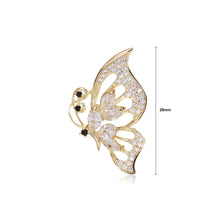Load image into Gallery viewer, Simple and Elegant Plated Gold Hollow Butterfly Brooch with Cubic Zirconia