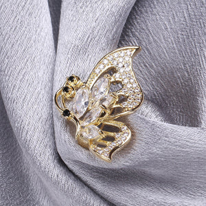 Simple and Elegant Plated Gold Hollow Butterfly Brooch with Cubic Zirconia