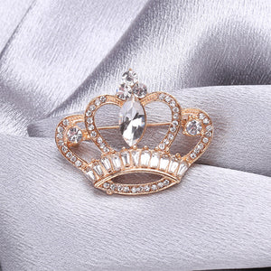 Fashion Personality Plated Gold Hollow Crown Brooch with Cubic Zirconia