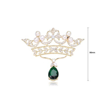Load image into Gallery viewer, Fashion Temperament Plated Gold Crown Imitation Pearl Brooch with Cubic Zirconia