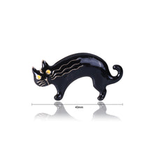Load image into Gallery viewer, Simple Lovely Plated Gold Enamel Black Cat Brooch