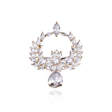 Load image into Gallery viewer, Fashion and Elegant Plated Gold Floral WaterDrop Brooch with Cubic Zirconia