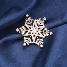 Load image into Gallery viewer, Fashion Brilliant Plated Gold Snowflake Brooch with Cubic Zirconia