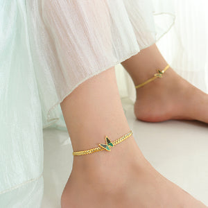 Fashion Elegant Plated Gold 316L Stainless Steel Butterfly Chain Anklet