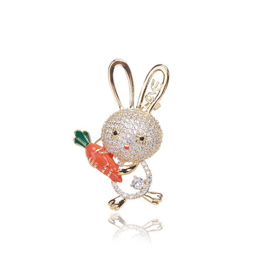 Fashion Lovely Plated Gold Rabbit Enamel Parrot Brooch with Cubic Zirconia