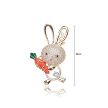 Load image into Gallery viewer, Fashion Lovely Plated Gold Rabbit Enamel Parrot Brooch with Cubic Zirconia