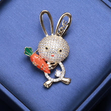 Load image into Gallery viewer, Fashion Lovely Plated Gold Rabbit Enamel Parrot Brooch with Cubic Zirconia