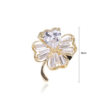 Load image into Gallery viewer, Simple Fashion Plated Gold Four-leafed Clover Brooch with Cubic Zirconia