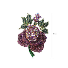 Load image into Gallery viewer, Fashion Romantic Plated Gold Rose Brooch with Purple Cubic Zirconia