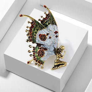 Fashion Temperament Plated Gold Enamel Colorful Butterfly Wings Angel Brooch