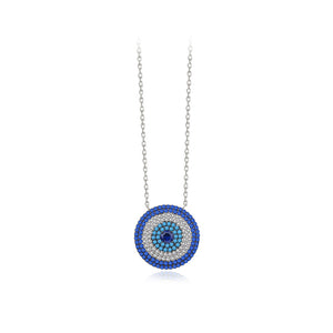 925 Sterling Silver Brilliant Personality Devil's Eye Pendant with cubic Zirconia and Necklace