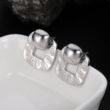 Load image into Gallery viewer, 925 Sterling Silver Simple Temperament Hollow Pattern Geometric Square Stud Earrings