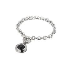 Load image into Gallery viewer, Fashion Simple 316L Stainless Steel Geometric Round Chain Bracelet with Black Cubic Zirconia