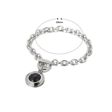 Load image into Gallery viewer, Fashion Simple 316L Stainless Steel Geometric Round Chain Bracelet with Black Cubic Zirconia