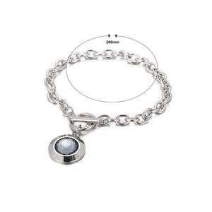 Fashion Simple 316L Stainless Steel Geometric Round Chain Bracelet with Grey Cubic Zirconia