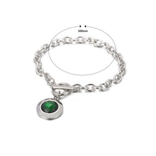 Load image into Gallery viewer, Fashion Simple 316L Stainless Steel Geometric Round Chain Bracelet with Green Cubic Zirconia