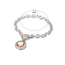 Load image into Gallery viewer, Fashion Simple 316L Stainless Steel Geometric Round Chain Bracelet with Champagne Cubic Zirconia