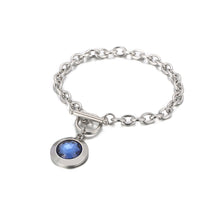 Load image into Gallery viewer, Fashion Simple 316L Stainless Steel Geometric Round Chain Bracelet with Blue Cubic Zirconia