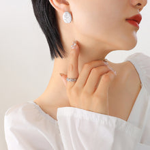 Load image into Gallery viewer, Elegant Temperament 316L Stainless Steel Embossed Rose Geometric Oval Stud Earrings