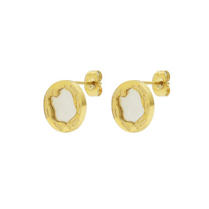 Simple Fashion Plated Gold Irregular Pattern Geometric Round Shell Stud Earrings