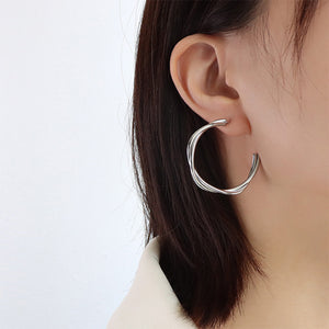 Fashion Temperament 316L Stainless Steel Twist Geometric Circle Stud Earrings