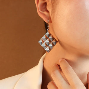 Fashion Personality 316L Stainless Steel Rivet Geometric Square Earrings