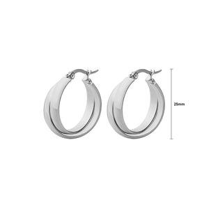 Fashion Simple 316L Stainless Steel Cross Geometric Circle Earrings