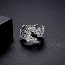 Load image into Gallery viewer, Fashion Temperament Leaf Geometric Adjustable Open Ring with Cubic Zirconia