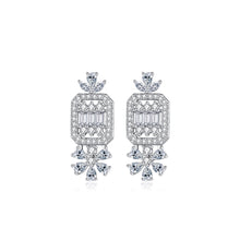 Load image into Gallery viewer, Elegant Bright Geometric Square Flower Stud Earrings with Cubic Zirconia