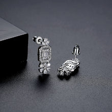 Load image into Gallery viewer, Elegant Bright Geometric Square Flower Stud Earrings with Cubic Zirconia