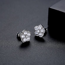 Load image into Gallery viewer, Fashion Simple Flower Imitation Pearl Stud Earrings with Cubic Zirconia