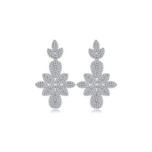 Load image into Gallery viewer, Elegant Bright Geometric Floral Earrings with Cubic Zirconia