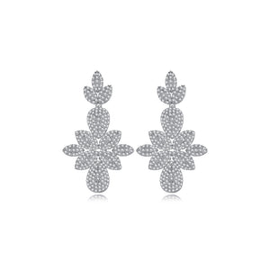 Elegant Bright Geometric Floral Earrings with Cubic Zirconia