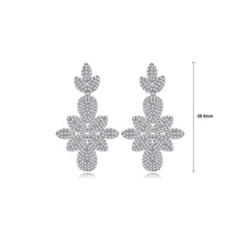 Load image into Gallery viewer, Elegant Bright Geometric Floral Earrings with Cubic Zirconia