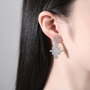 Elegant Bright Geometric Floral Earrings with Cubic Zirconia