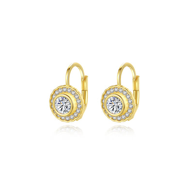 Fashion Simple Plated Gold Geometric Round Earrings with Cubic Zirconia