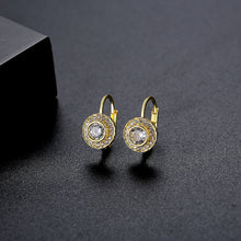 Load image into Gallery viewer, Fashion Simple Plated Gold Geometric Round Earrings with Cubic Zirconia