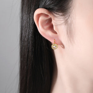 Fashion Simple Plated Gold Geometric Round Earrings with Cubic Zirconia