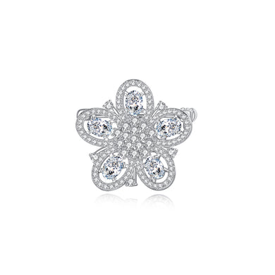 Fashion Simple Flower Brooch with Cubic Zirconia