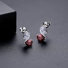 Load image into Gallery viewer, Fashion Simple Geometric Stud Earrings with Red Cubic Zirconia