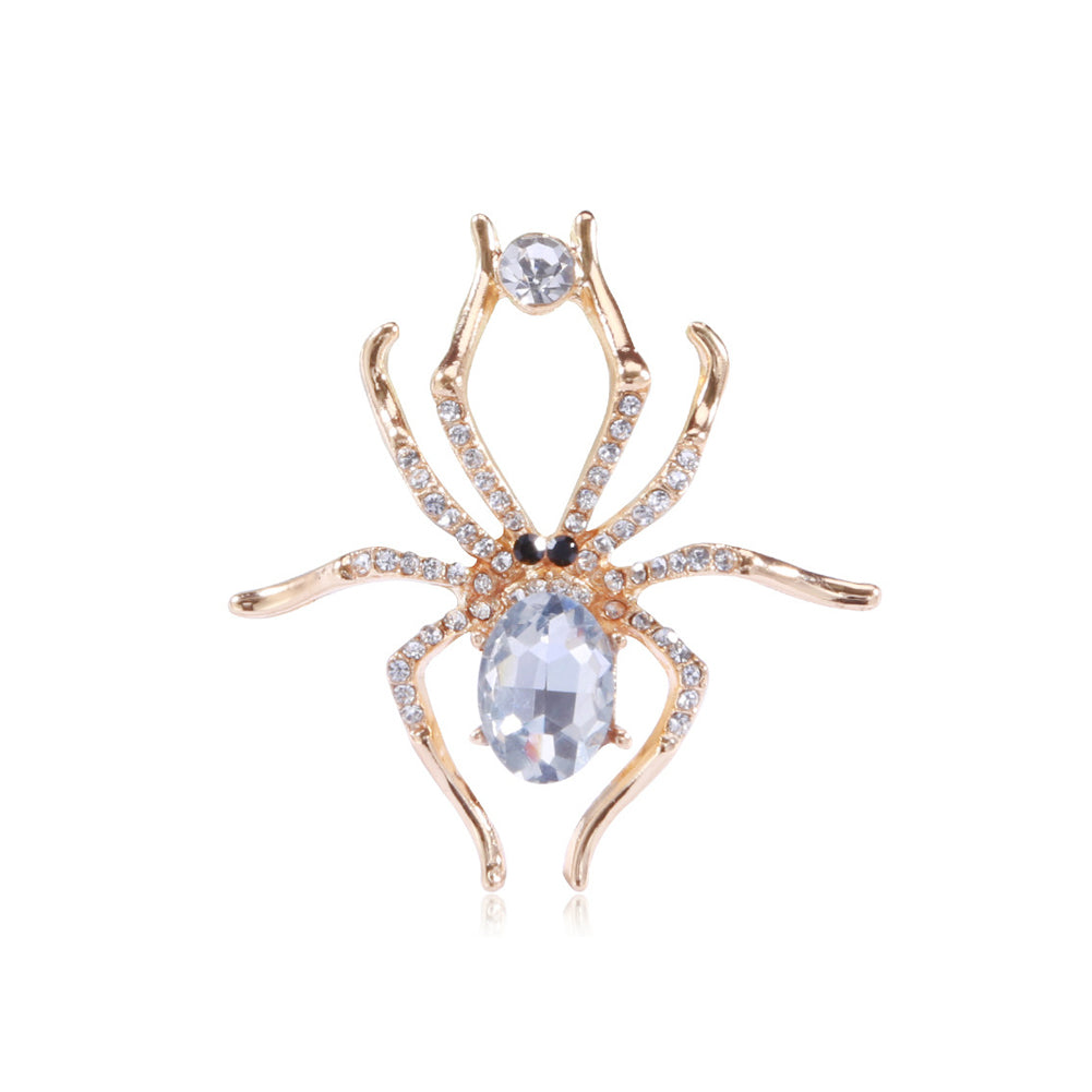 Fashion Personality Plated Gold Spider Brooch with Cubic Zirconia